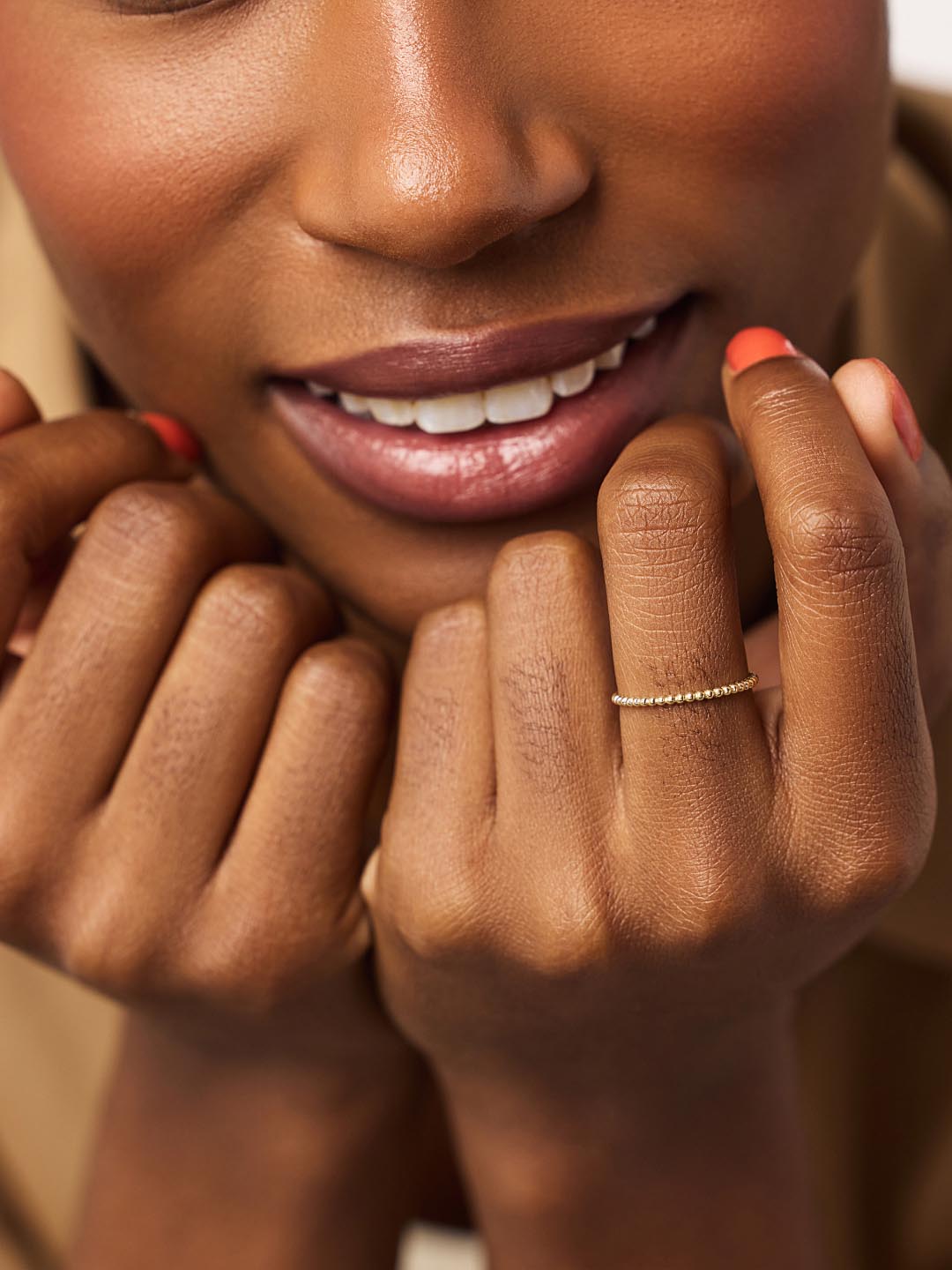 Gold Band Ring - Gold Bead Ring