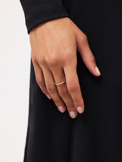 Gold Band Ring - Diamond Station Ring