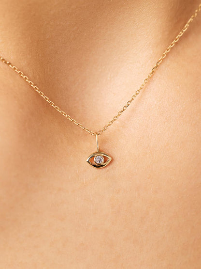 Gold Pendant Necklace - Evil Eye Charm Necklace