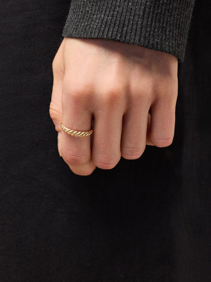 Solid Yellow Gold - Dome Rope Ring