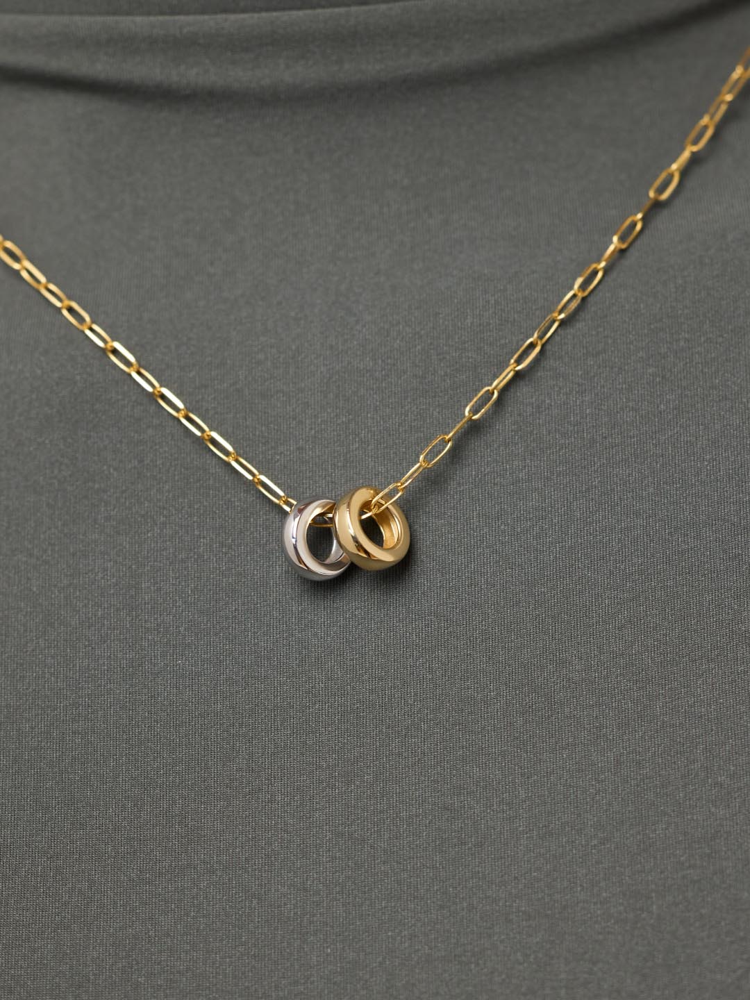 Gold Pendant Necklace - Two Tone Eclipse Necklace