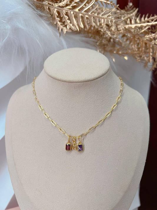 2 Birthstone & Initial Necklace