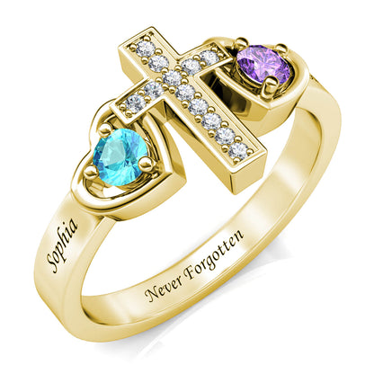 Custom Two Birthstones Ring - Gold