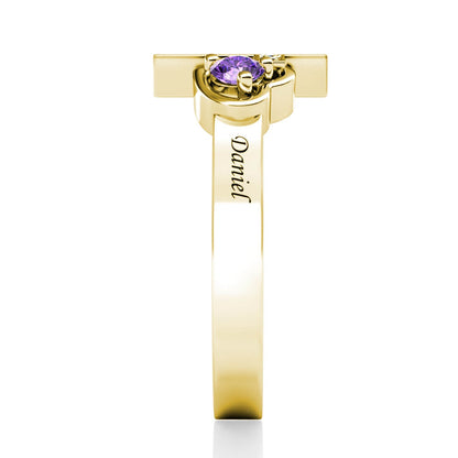 Custom Two Birthstones Ring - Gold