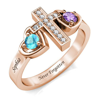 Custom Two Birthstones Ring - Rose Gold