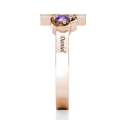 Custom Two Birthstones Ring - Rose Gold