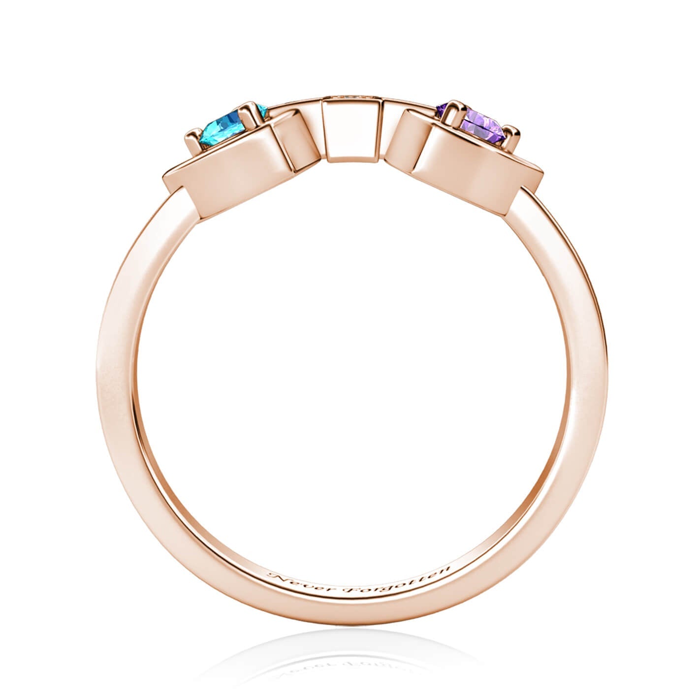 Custom Two Birthstones Ring - Rose Gold