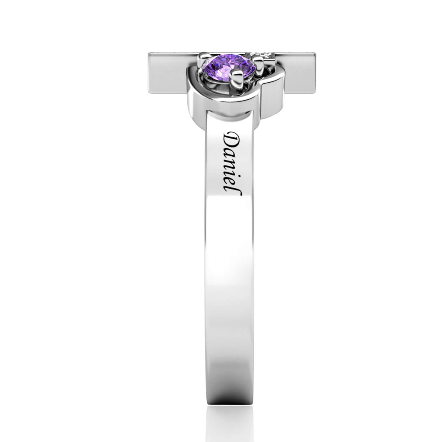 Custom Two Birthstones Ring - Silver