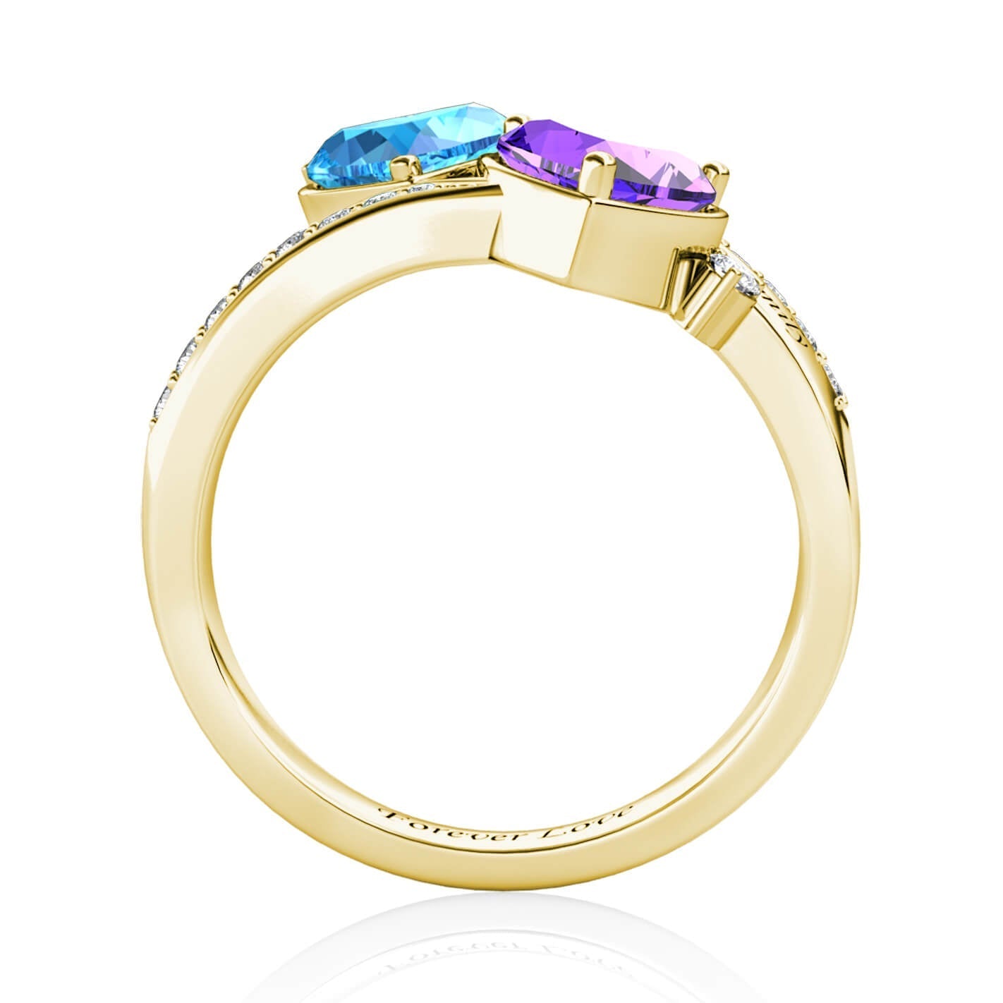 Custom Two Birthstones Ring - Gold