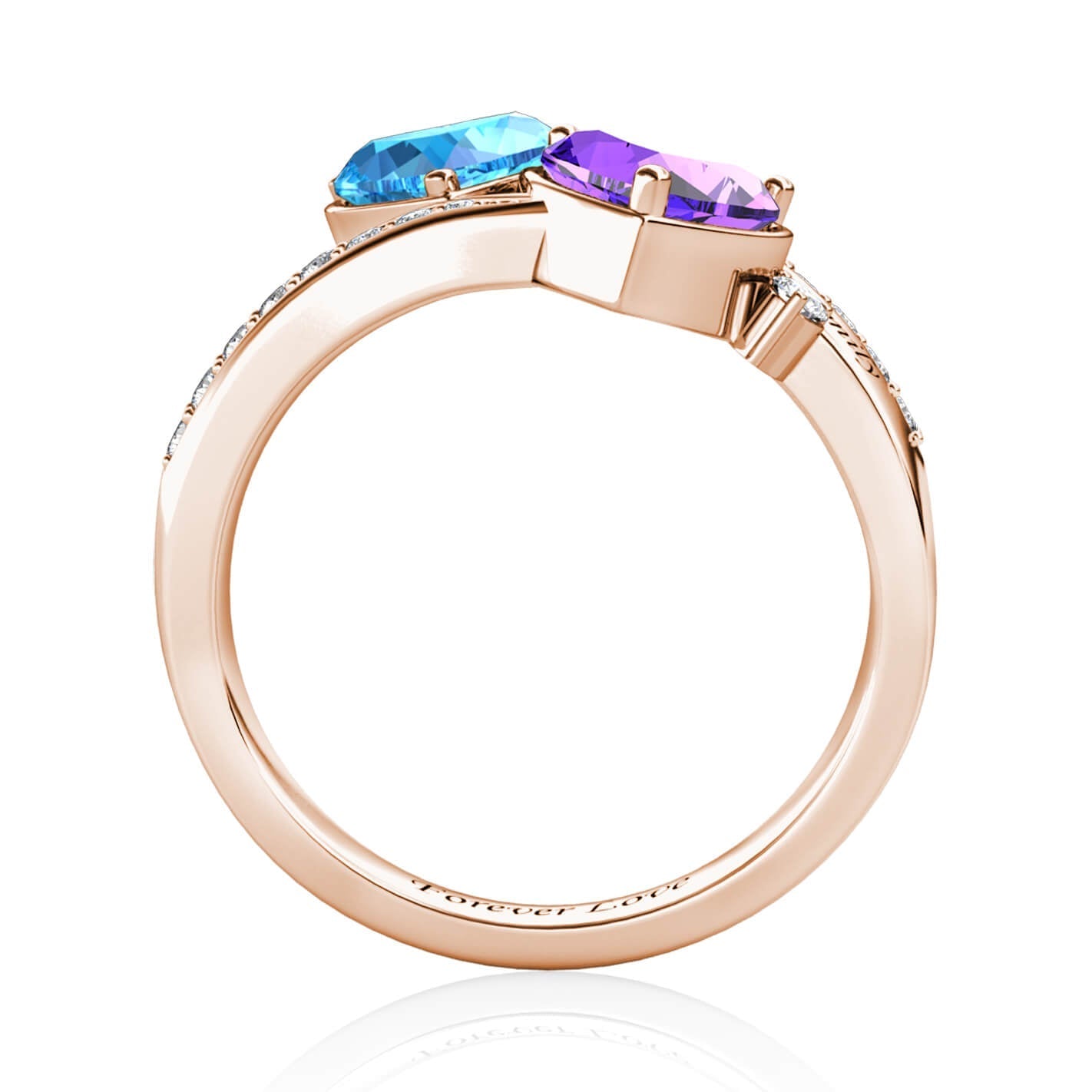 Custom Two Birthstones Ring - Rose Gold