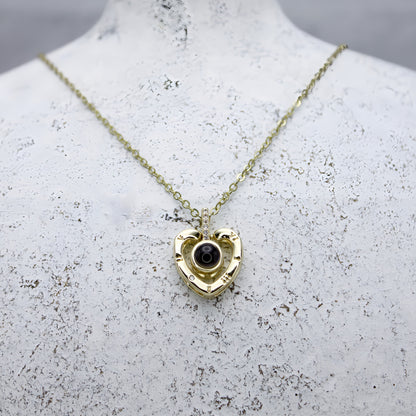 Compass Heart Projection Necklace