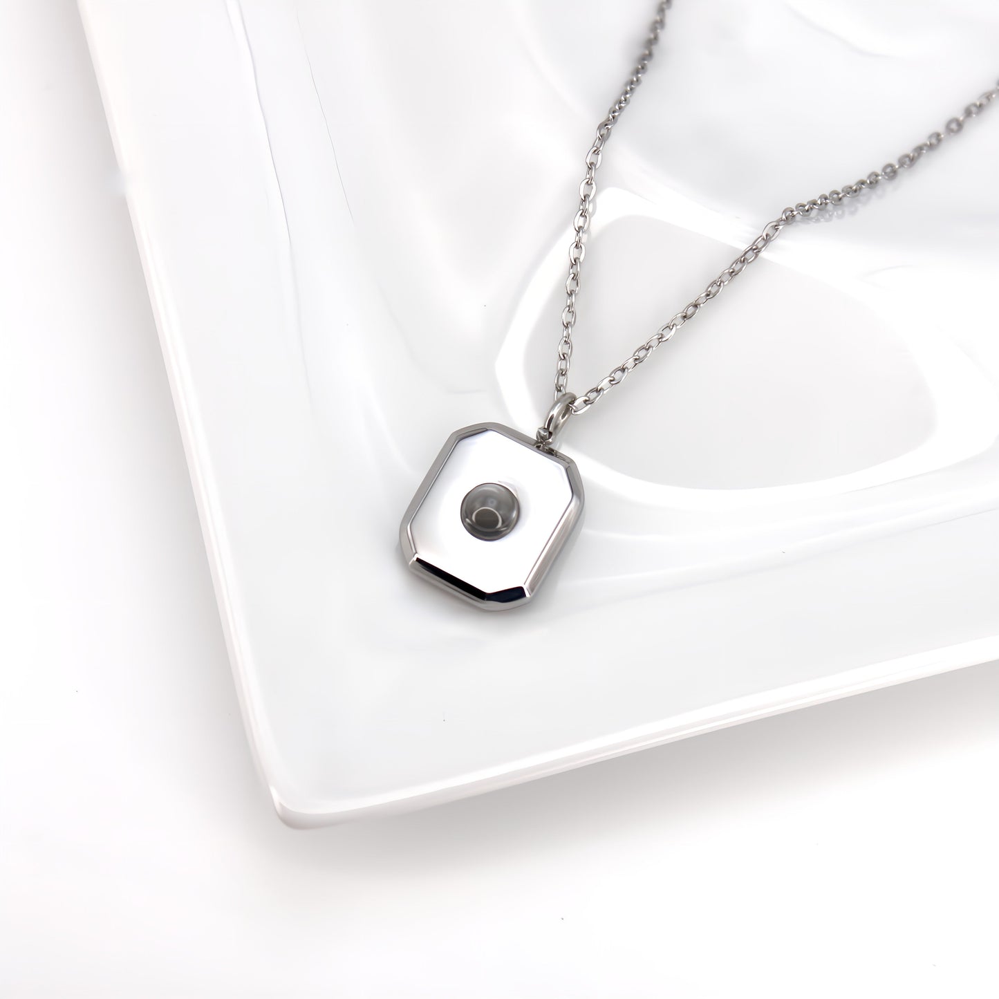 Square Pendant Projection Necklace