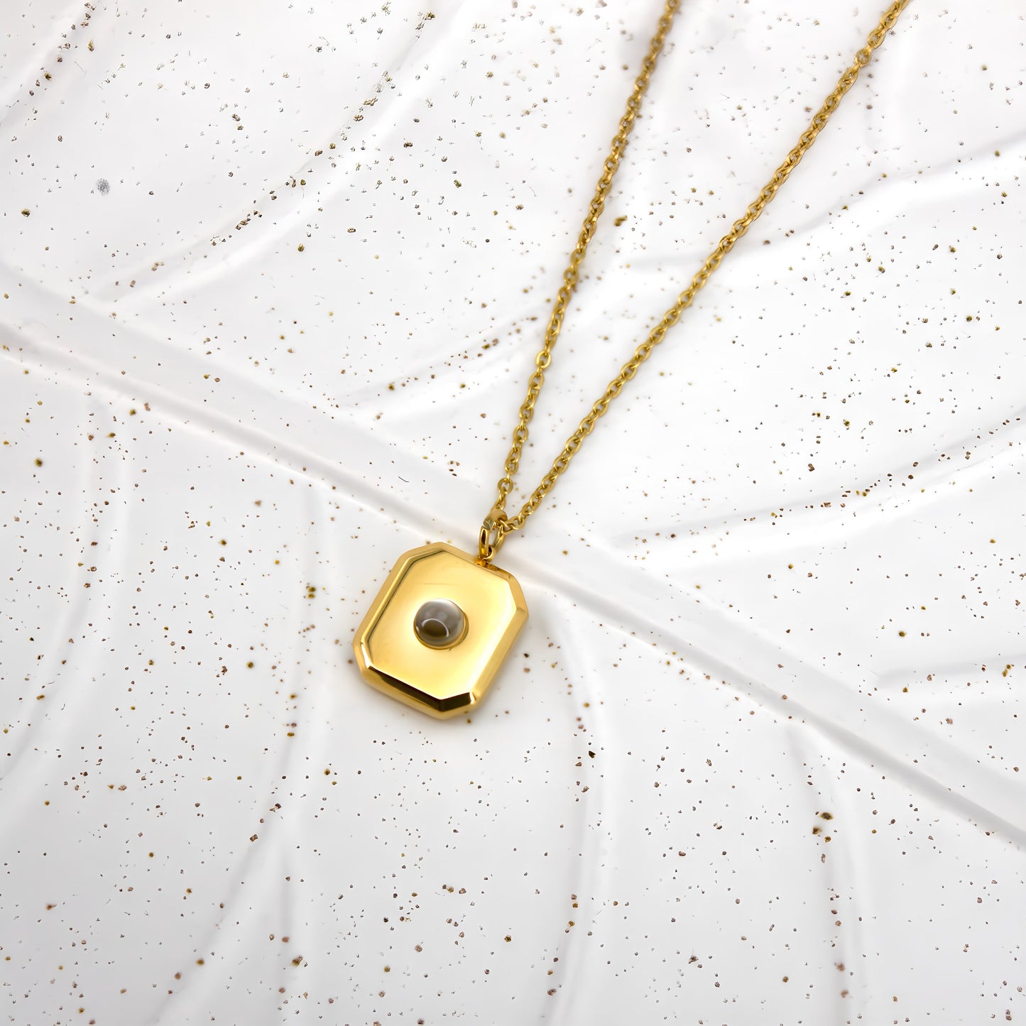 Square Pendant Projection Necklace