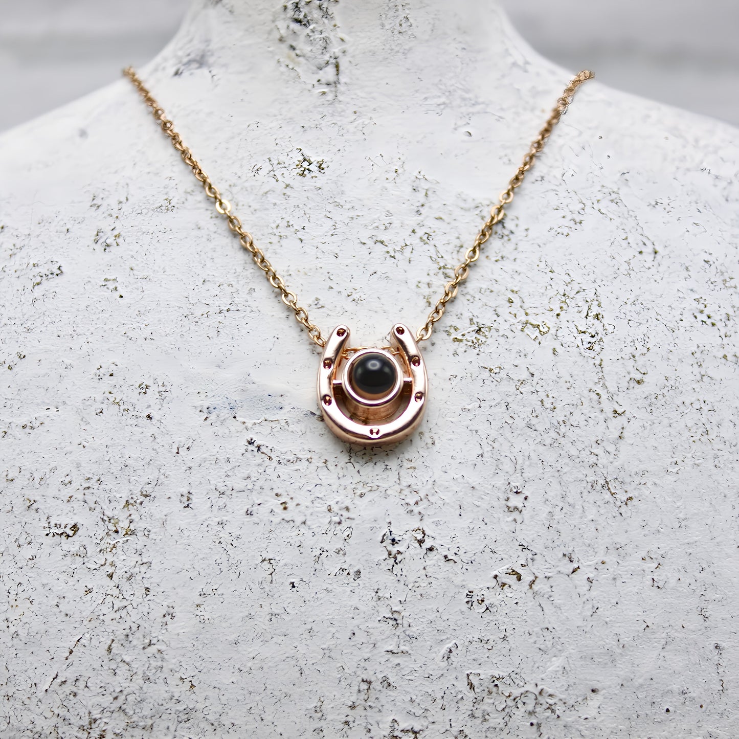 Horseshoe Lucky Charm Projection Necklace