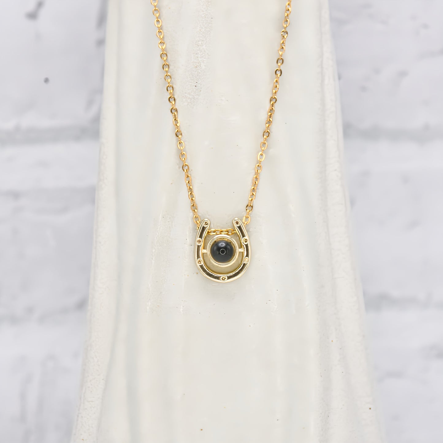 Horseshoe Lucky Charm Projection Necklace