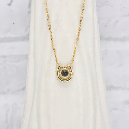 Horseshoe Lucky Charm Projection Necklace