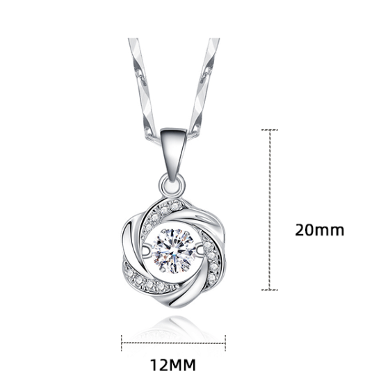 S999 Silver Dancing Heart Necklace for Women, Clavicle Chain, Light Luxury Trendy Pendant