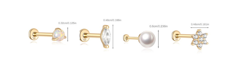 14K Gold Earrings Stud Series