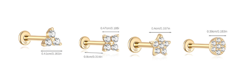 14K Gold Earrings Stud Series