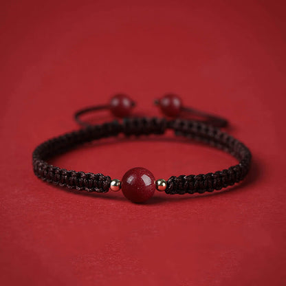 Buddha Stones Lucky Cinnabar Bead Blessing Red String Bracelet