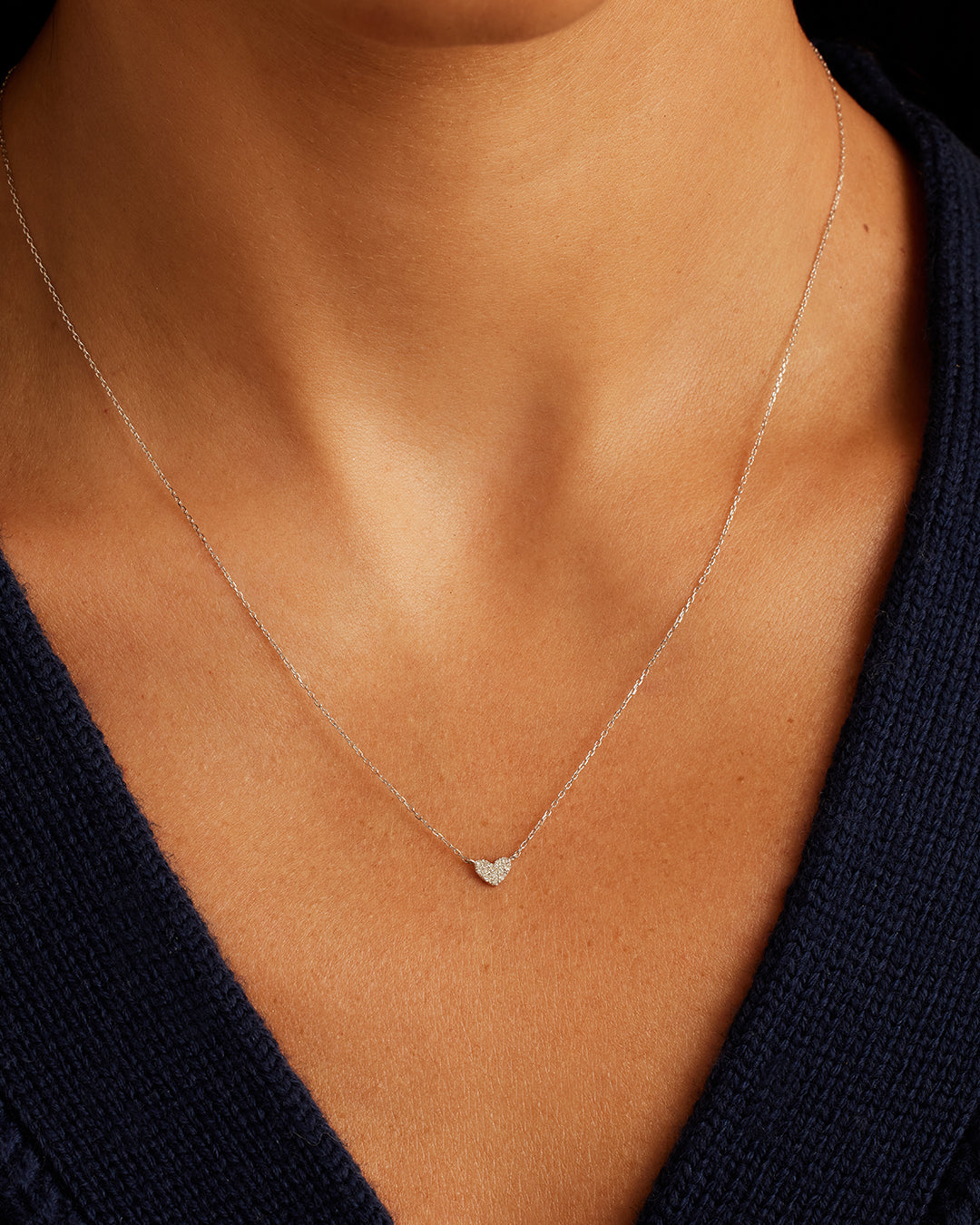 Diamond Pavé Mini Heart Necklace