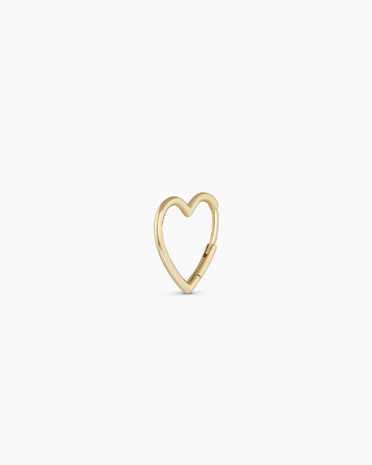 14k Gold Open Heart Single Huggie