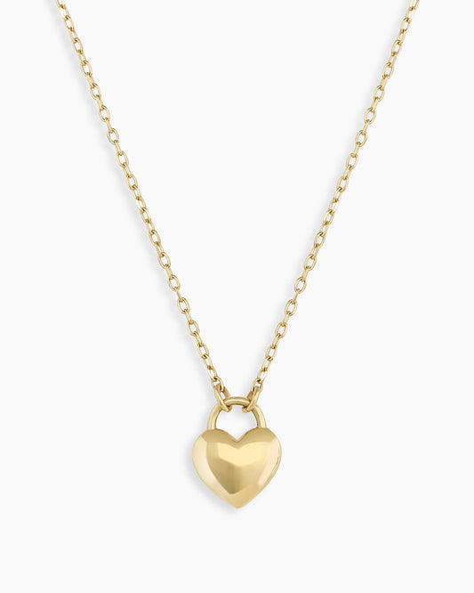 14k Gold Heart Padlock Necklace