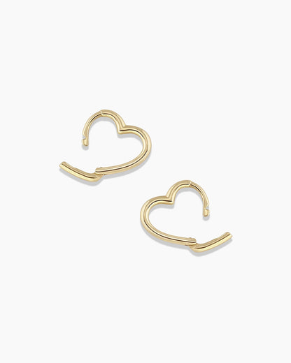 14k Gold Mini Open Heart Huggies