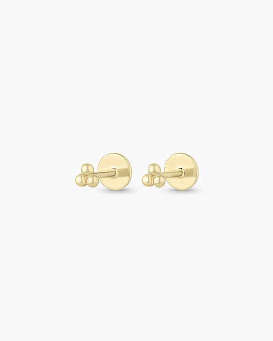 14k Gold Trio Flat Back Studs