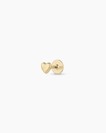 14k Gold Heart Flat Back Single Stud