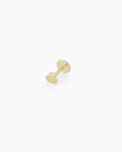 14k Gold Heart Flat Back Single Stud