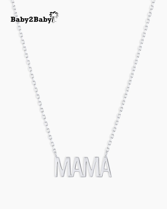 14k White Gold Mama Necklace