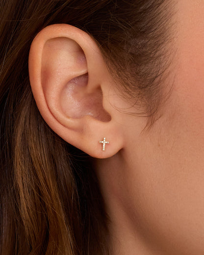 Diamond Cross Single Stud