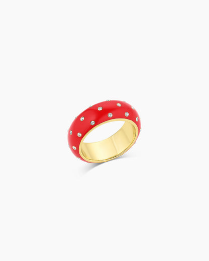 Noel Red Enamel Shimmer Ring