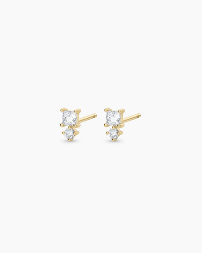 Diamond and White Sapphire Studs