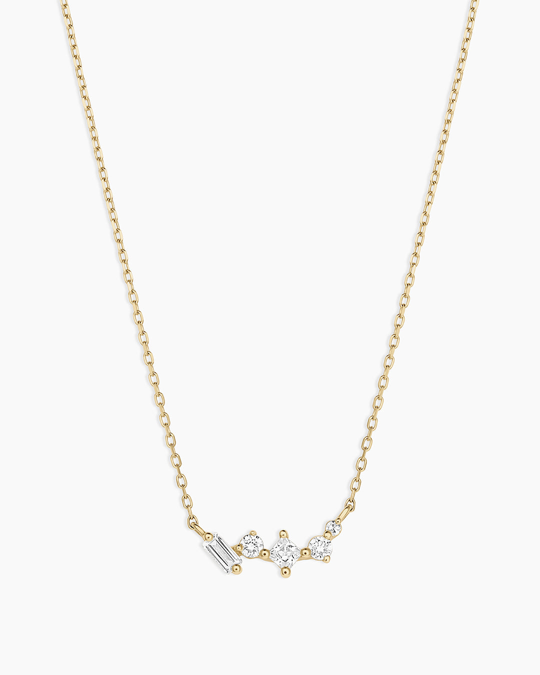 Diamond and White Sapphire Amara Cluster Necklace