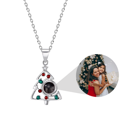 Personalized Hollow Christmas Tree Photo Pendant Necklace