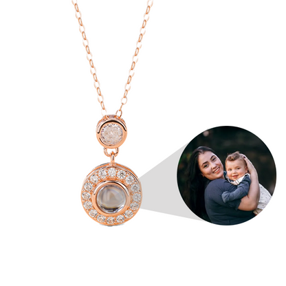 Custom Double Circle Photo Necklace For Her