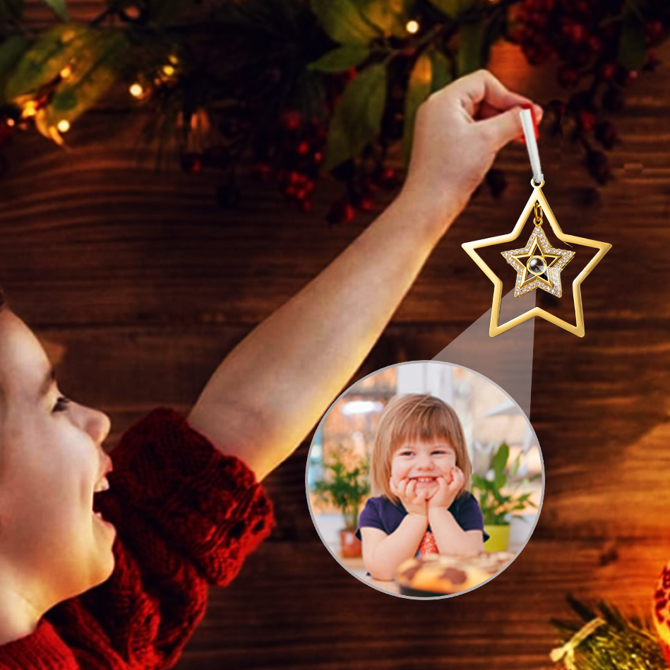 Custom Christmas Star Ornament With Photo Inside