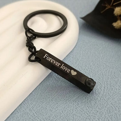 Personalized Text Engraved Photo keychain