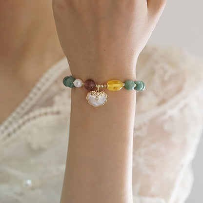 Jade Sea shell Ruyi Lock Luck Bracelet