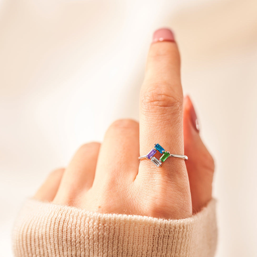 Customizable 3-6 Baguette Birthstone Ring