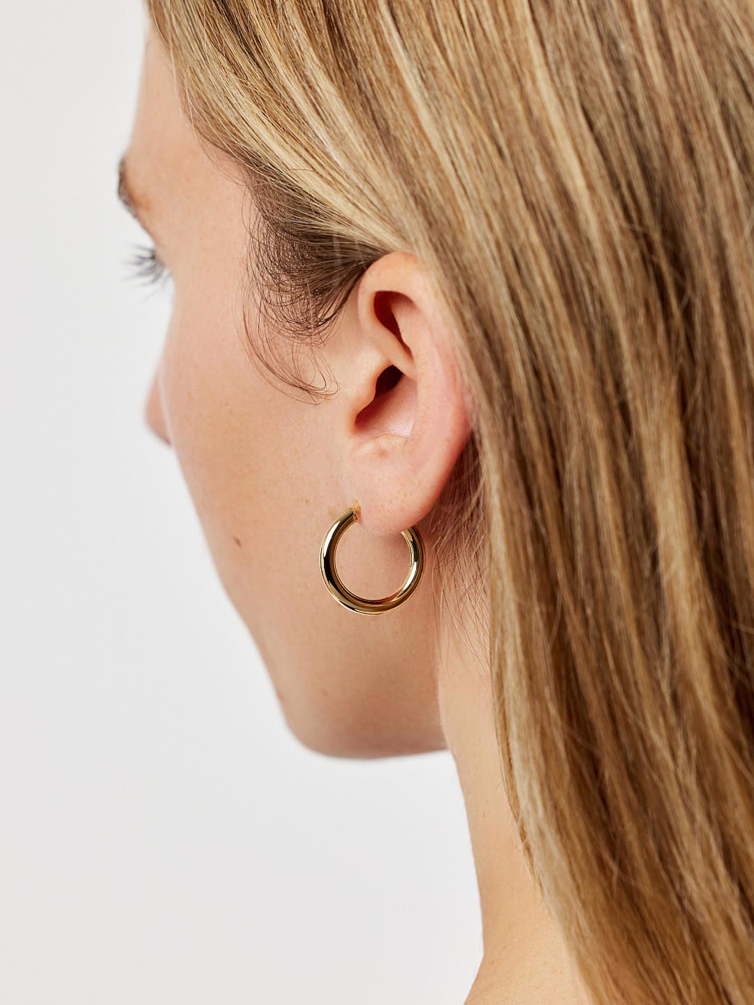 Chunky Gold Hoop Earrings - Gold Classic Hoops Medium