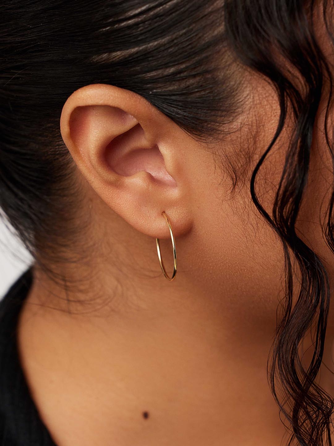 Small Gold Hoop Earrings - Gold Slim Hoops Large