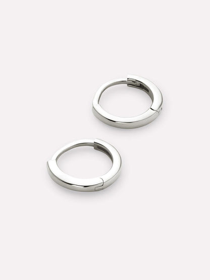 White Gold Hoop Earrings - White Gold Huggie Hoop Earrings