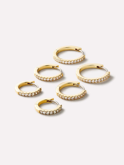 Gold Huggie Hoop Earrings - Pave Huggie Hoops