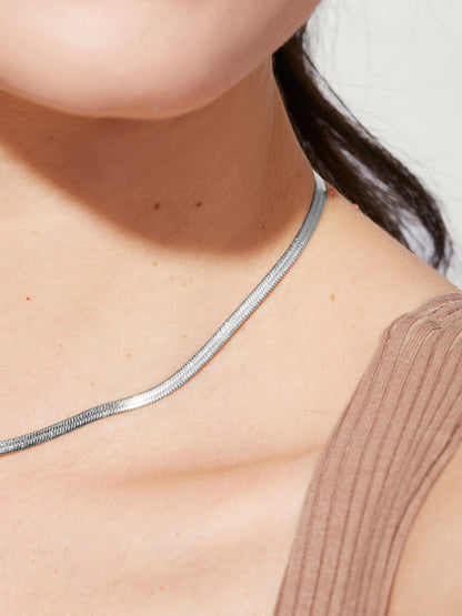 Herringbone Chain Necklace - Ina Silver