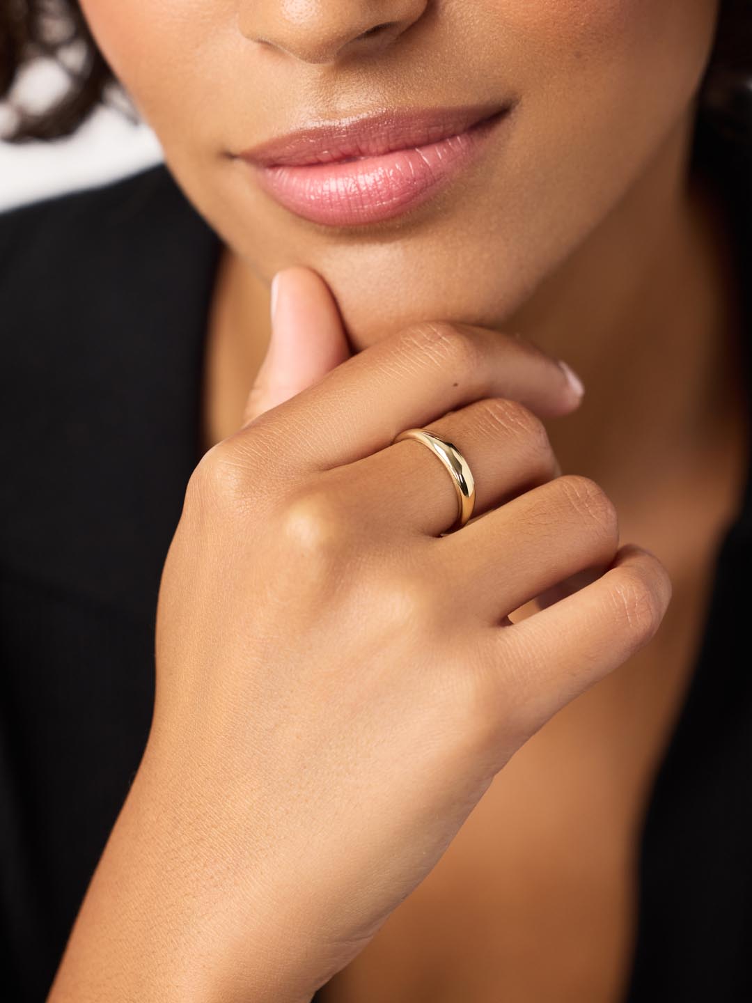 Gold Band Ring - Gold Slim Dome Ring