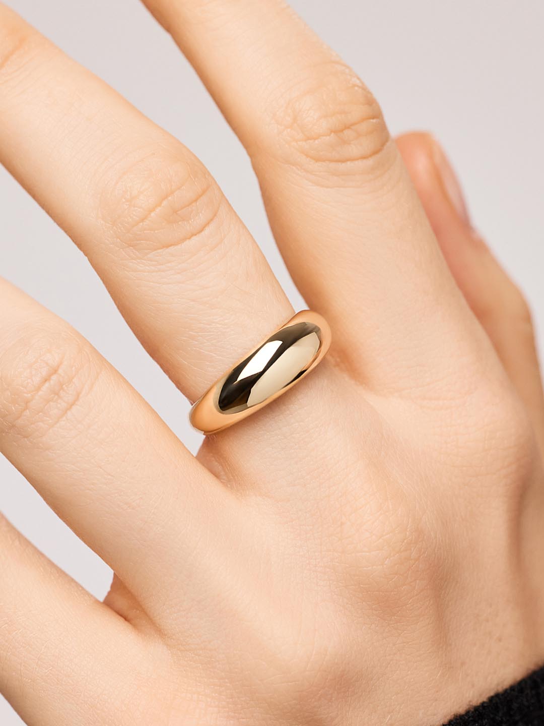 Solid Yellow Gold - Gold Medium Dome Ring