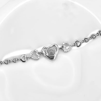 Diamond Heart Pendant Projection Bracelet